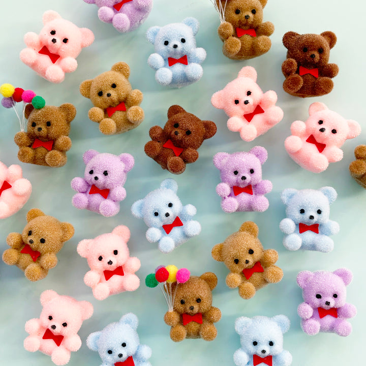 Tiny Flocked Teddy Bear