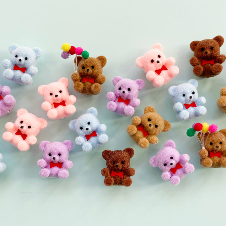 Tiny Flocked Teddy Bear