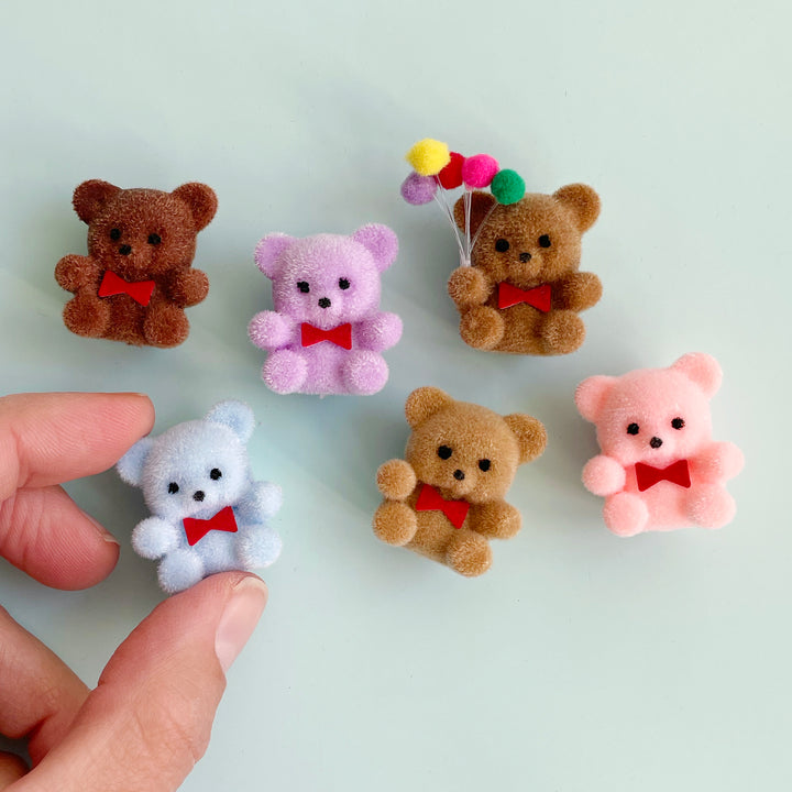 Tiny Flocked Teddy Bear