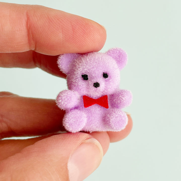 Tiny Flocked Teddy Bear