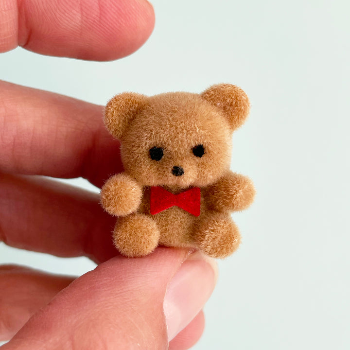 Tiny Flocked Teddy Bear