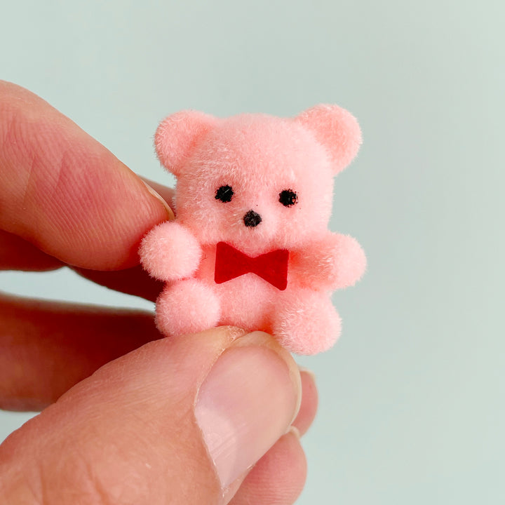 Tiny Flocked Teddy Bear