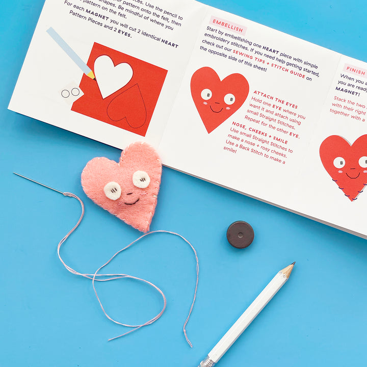 Felt Heart Magnet Sewing Kit