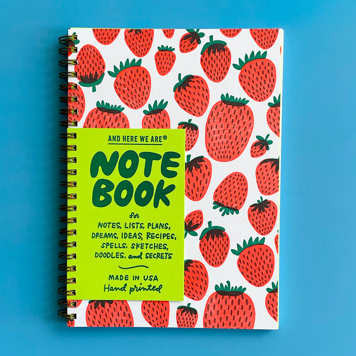 Strawberry Letterpress Spiral Notebook