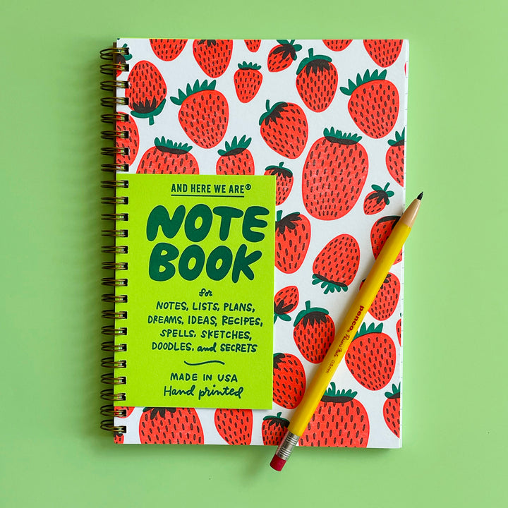 Strawberry Letterpress Spiral Notebook