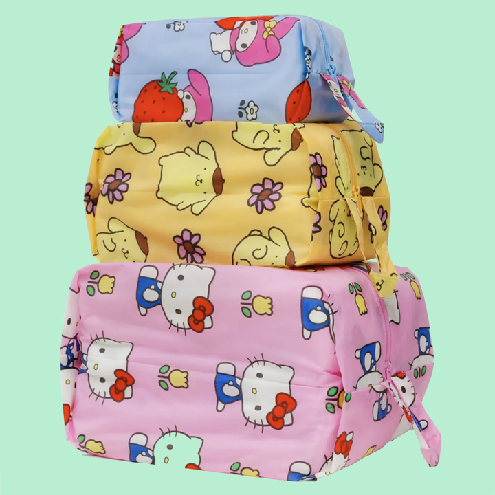 Set of 3 Hello Kitty and Friends Florals Zip Bags