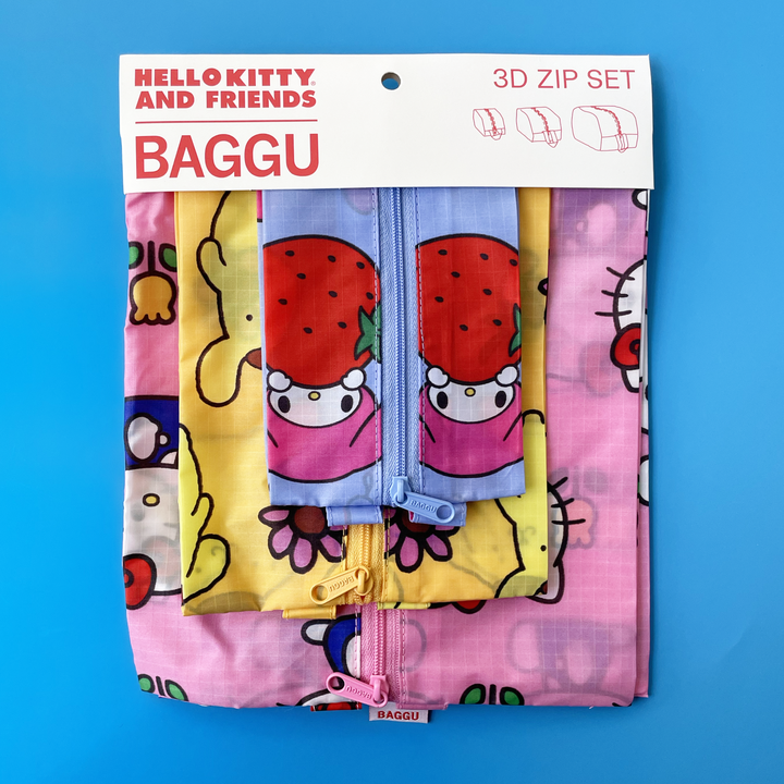 Set of 3 Hello Kitty and Friends Florals Zip Bags