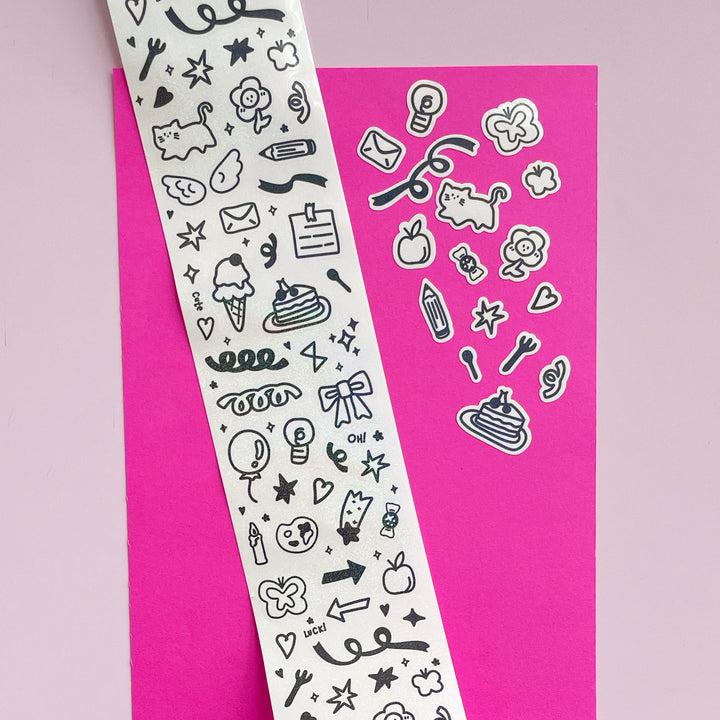 Black and White Petit Sticker Roll