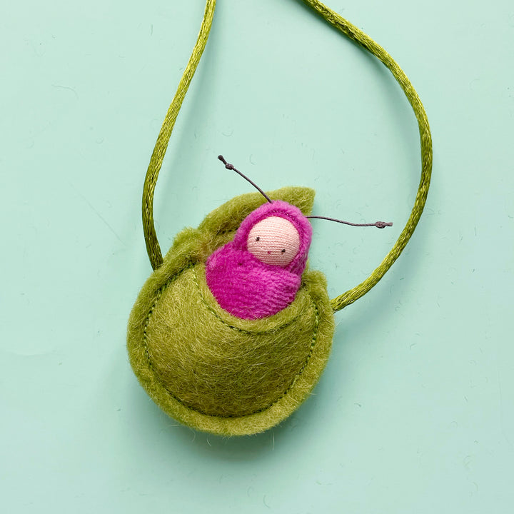 Love Bug in Leaf Necklace