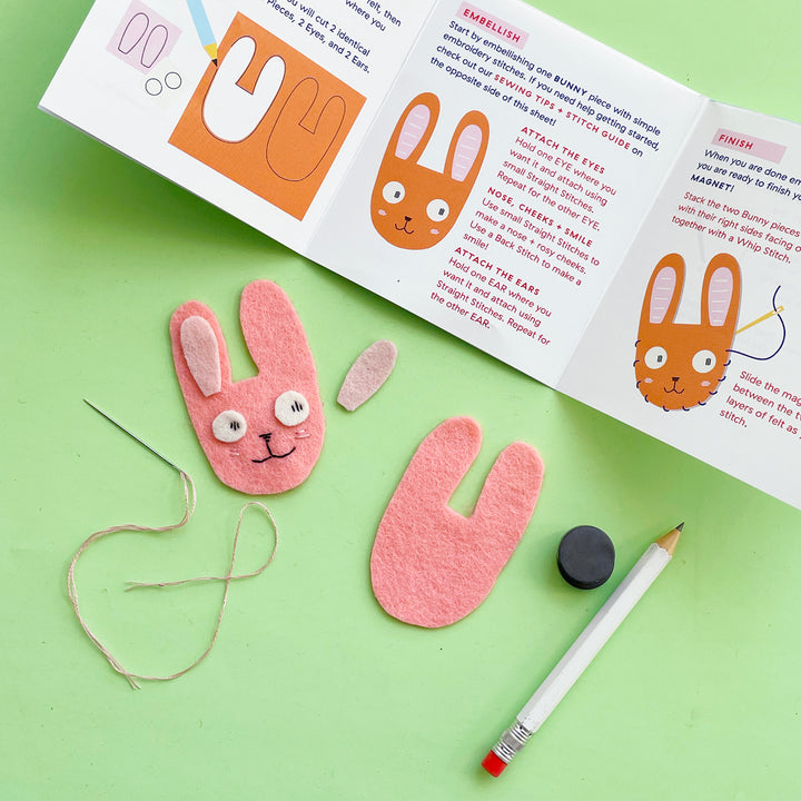 Felt Bunny Magnet Sewing Kit