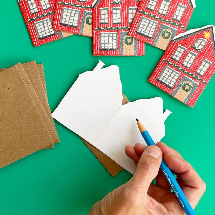Set of 6 Holiday House Mini Cards