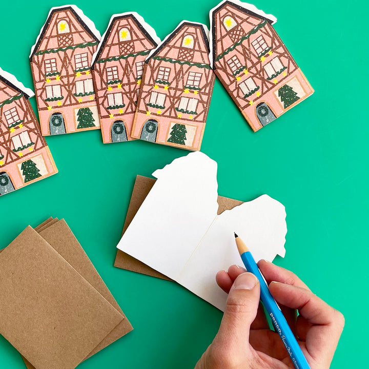 Set of 6 Holiday House Mini Cards
