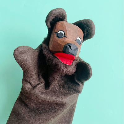 Hand Carved Wooden Bear Puppet