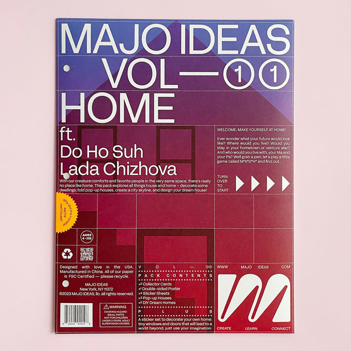 Majo Ideas Volume 11 - Home Activity Kit on a light pink background.