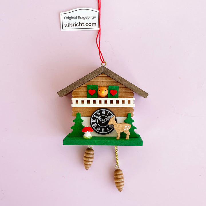 Wooden cuckoo clock shaped ornament