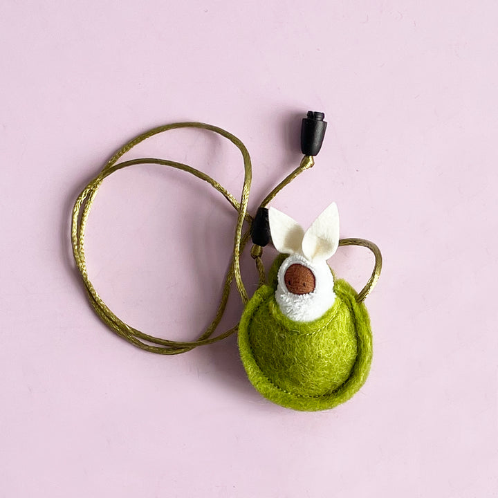 Soft Bunny in Leaf Necklace