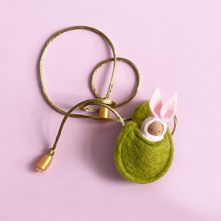 Soft Bunny in Leaf Necklace