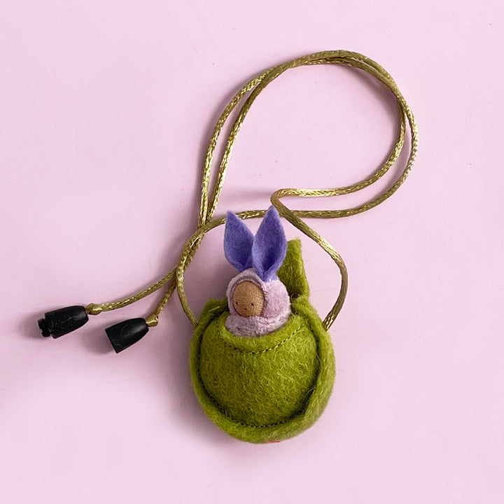 Soft Bunny in Leaf Necklace