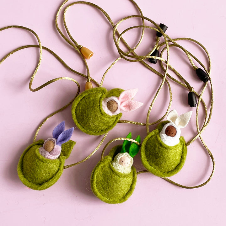 Soft Bunny in Leaf Necklace