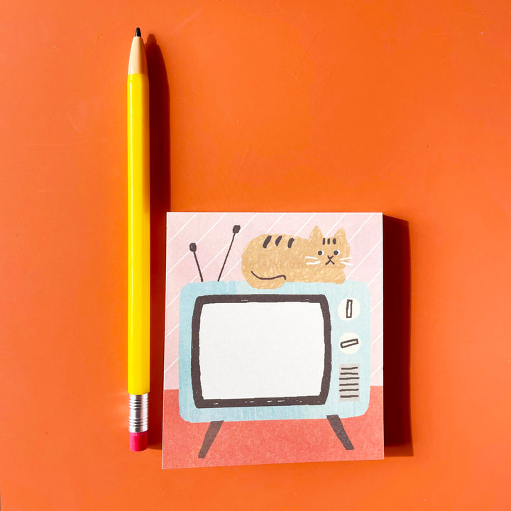 Cat on TV Memo Pad