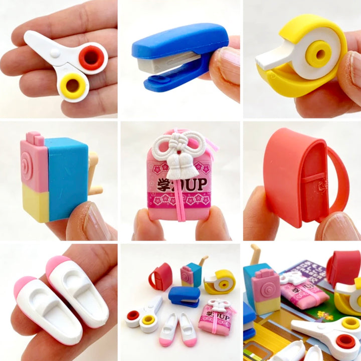 School Supplies Puzzle Eraser Set