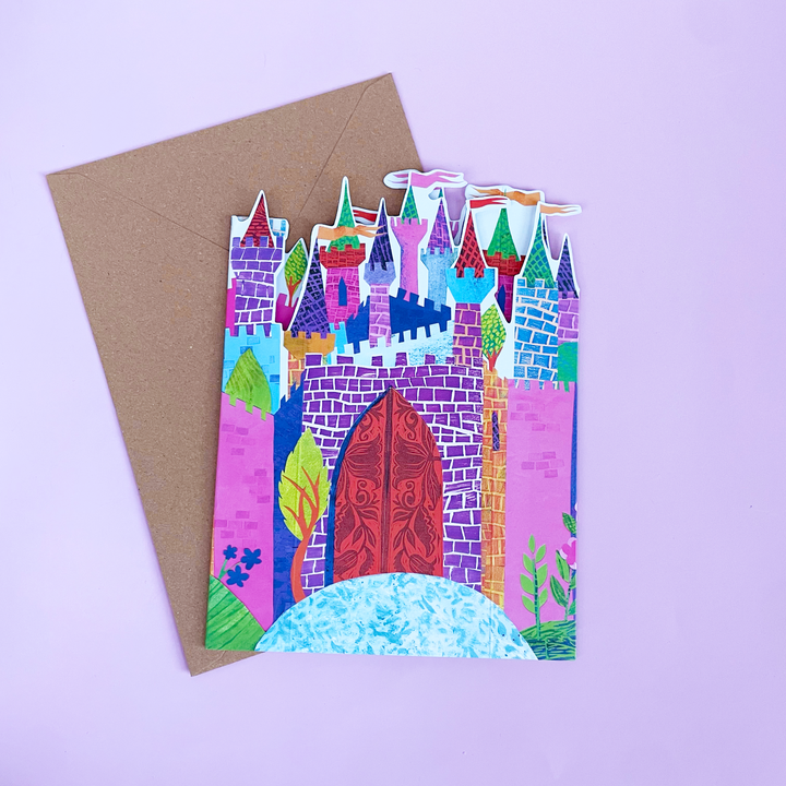3D Fairy Tale Castle Greeting Card