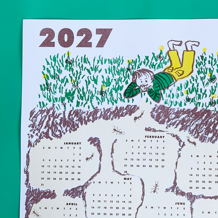 Ant Hill 2027 Calendar Illustrated Risograph Print