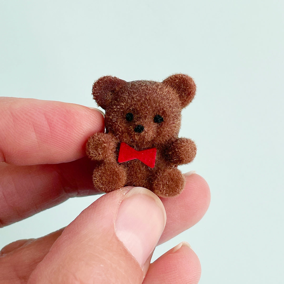 Tiny Flocked Teddy Bear