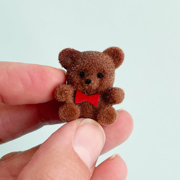 Tiny Flocked Teddy Bear