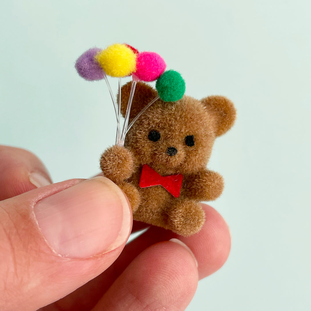 Tiny Flocked Teddy Bear