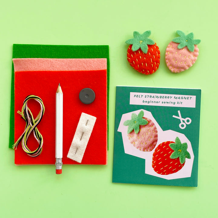 Felt Strawberry Magnet Sewing Kit