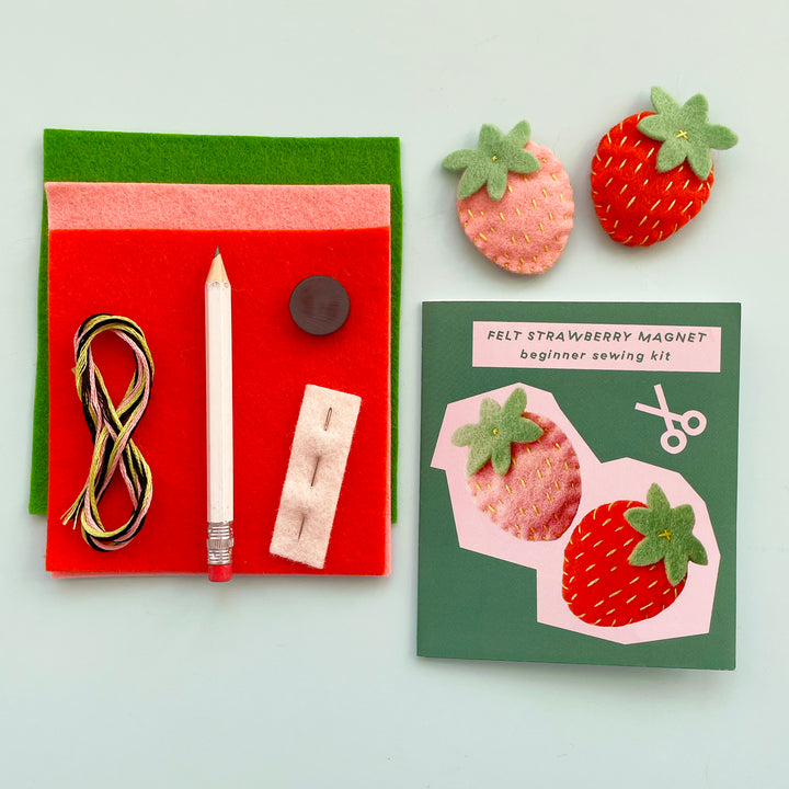 Felt Strawberry Magnet Sewing Kit
