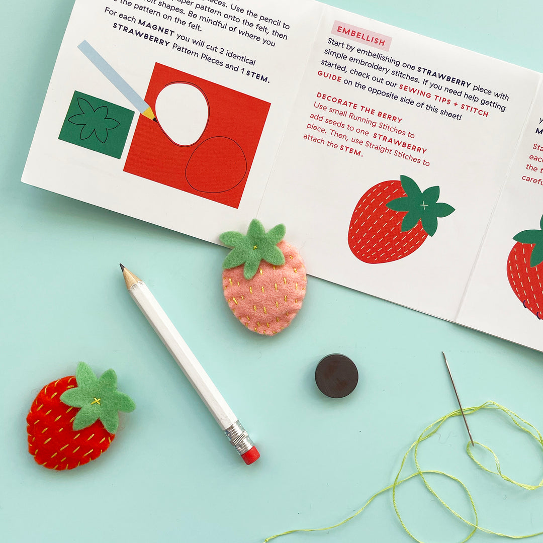Felt Strawberry Magnet Sewing Kit