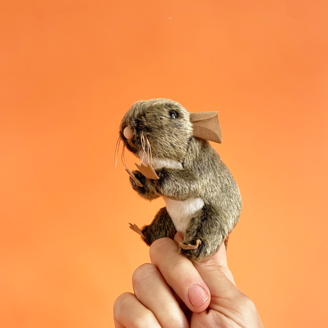 Fuzzy Field Mouse Finger Puppet