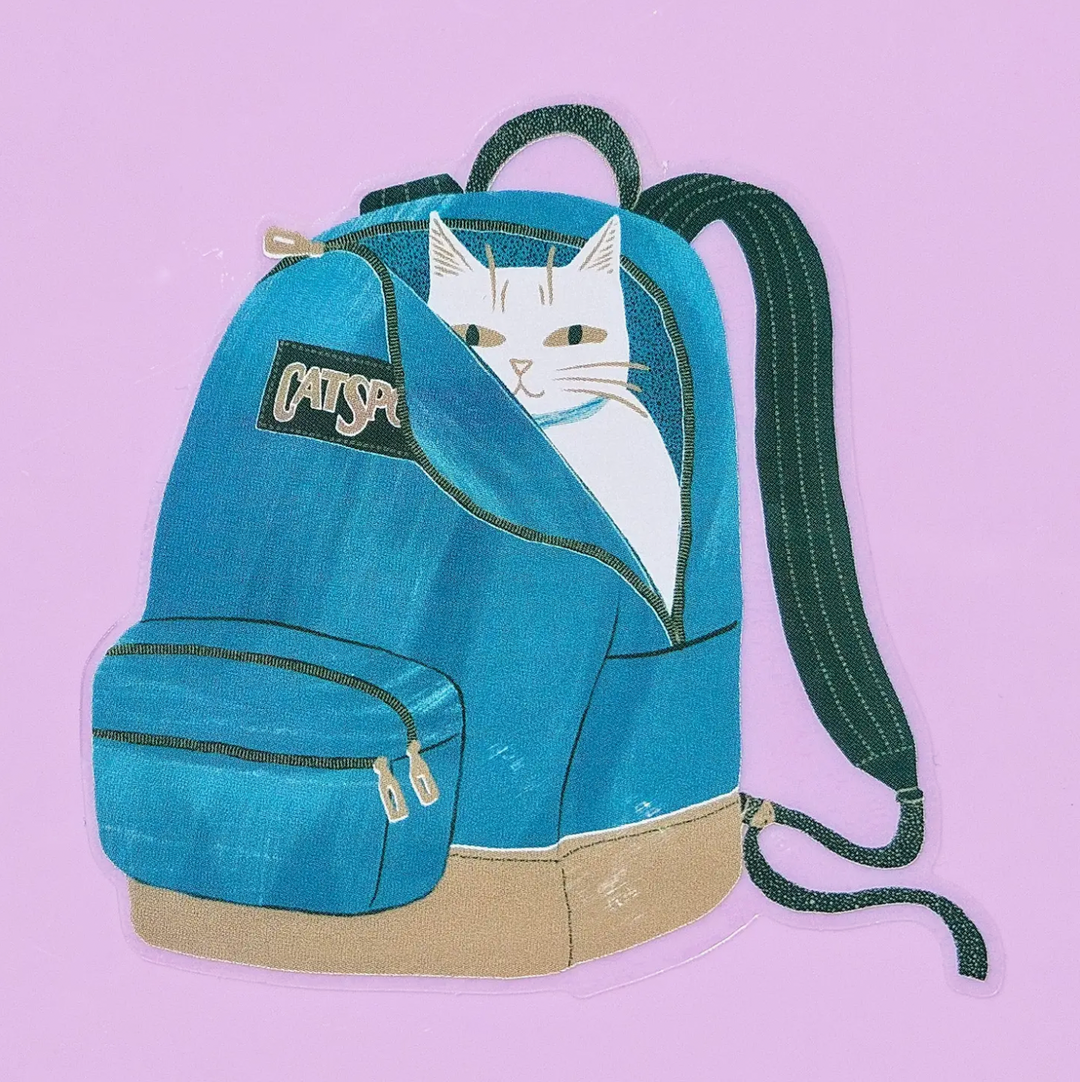 Clear Backpack Cat Sticker