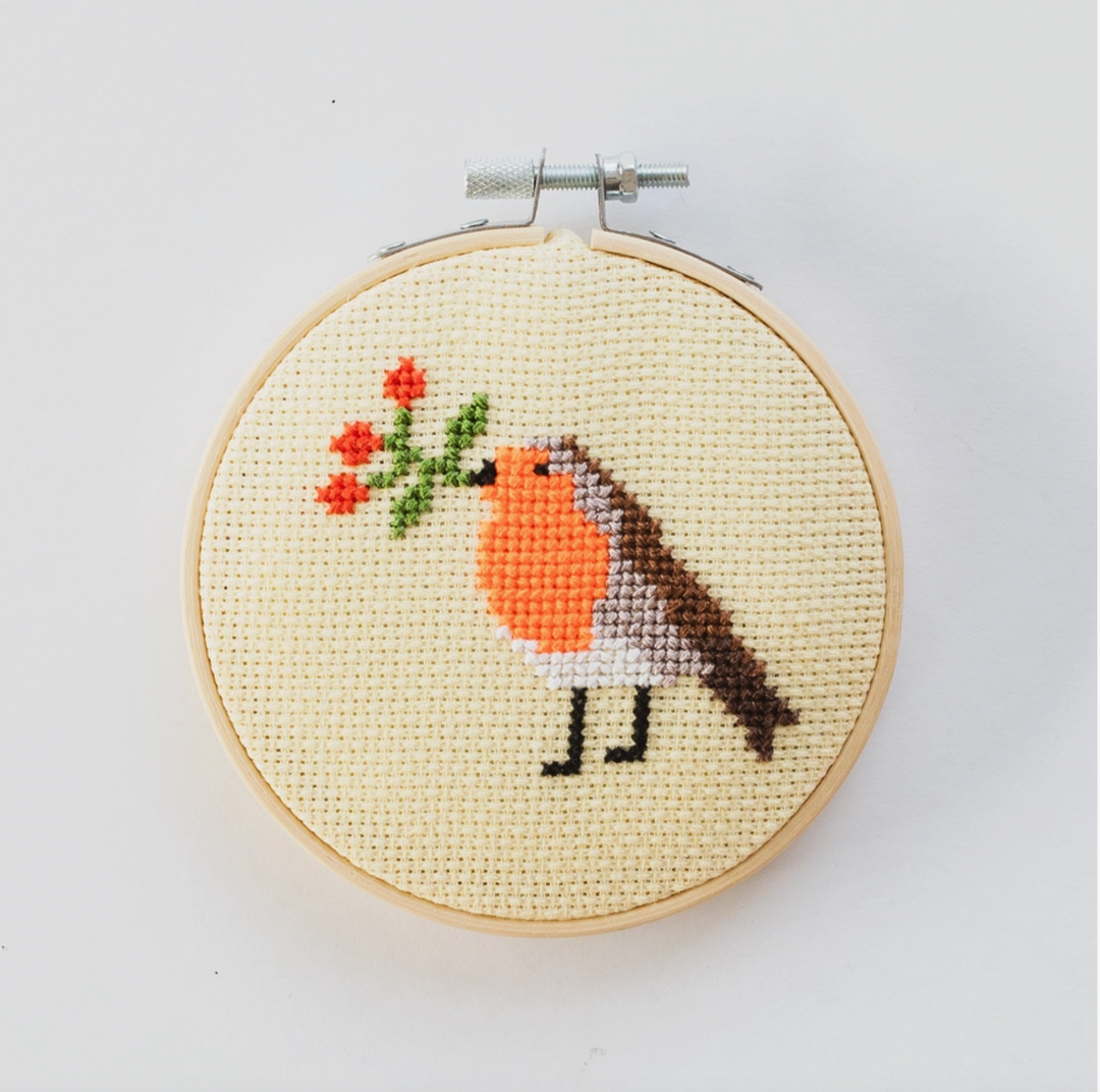 Robin & Berries Cross Stitch Kit