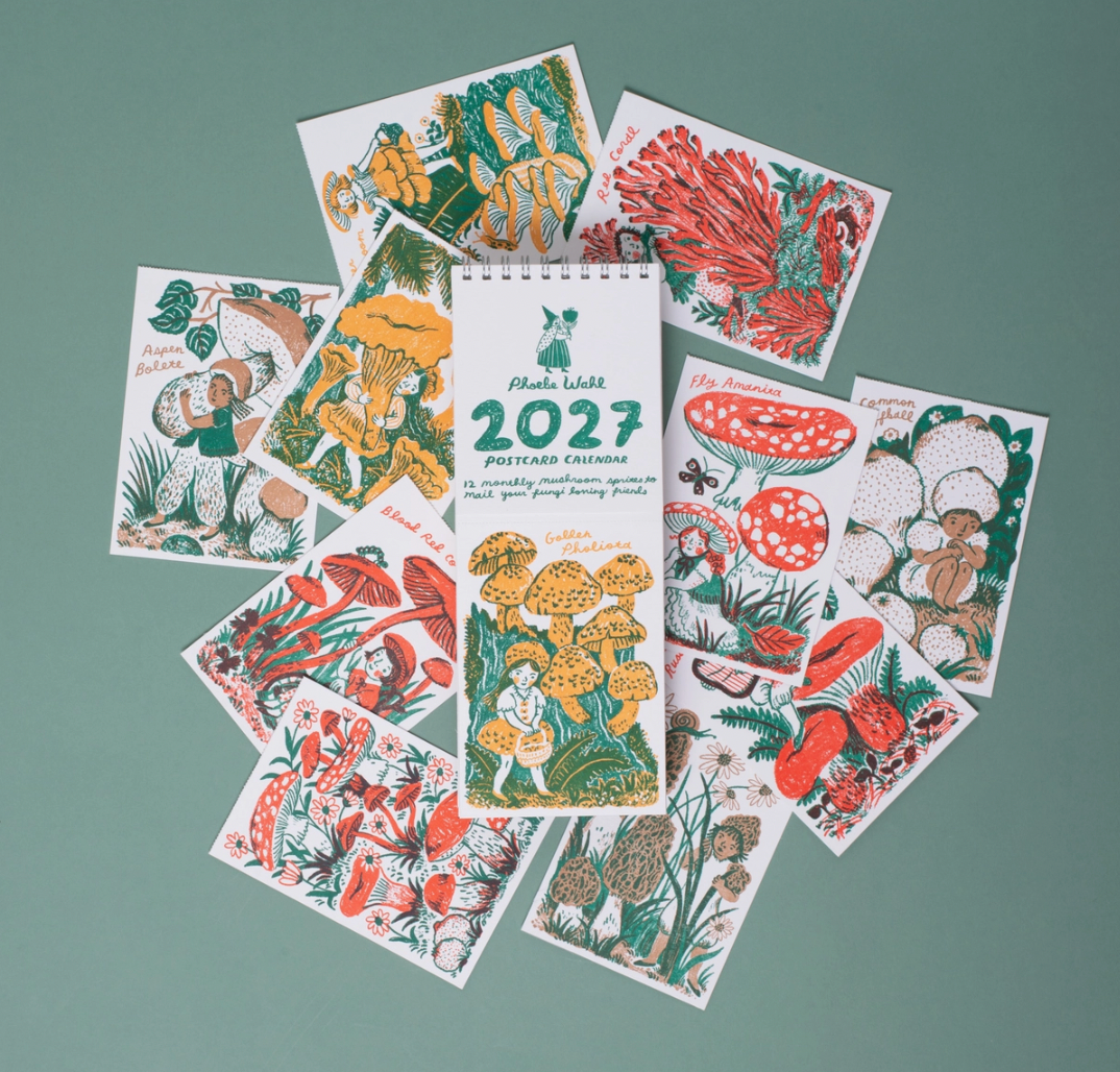 2027 Gnomes & Mushrooms Postcard Wall Calendar