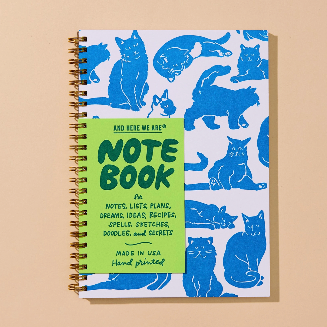 Cat Toile Letterpress Spiral Notebook