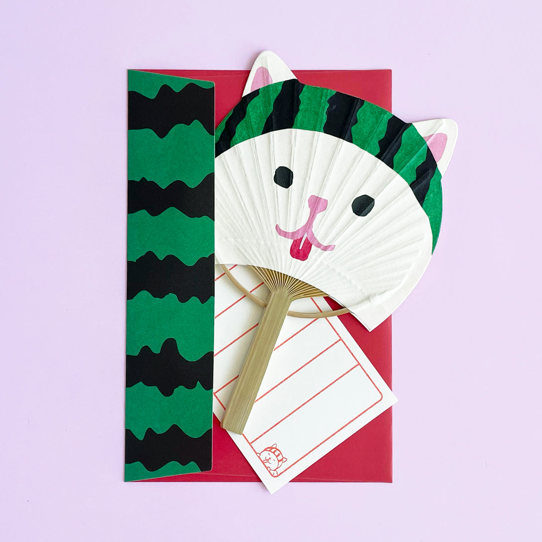 Cat Fan Greeting Card