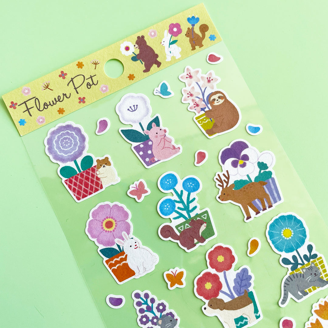 Flower Pot Animal Stickers