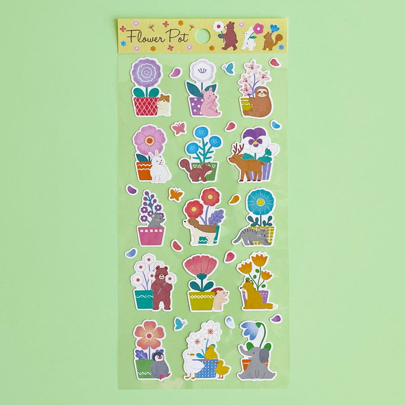 Flower Pot Animal Stickers