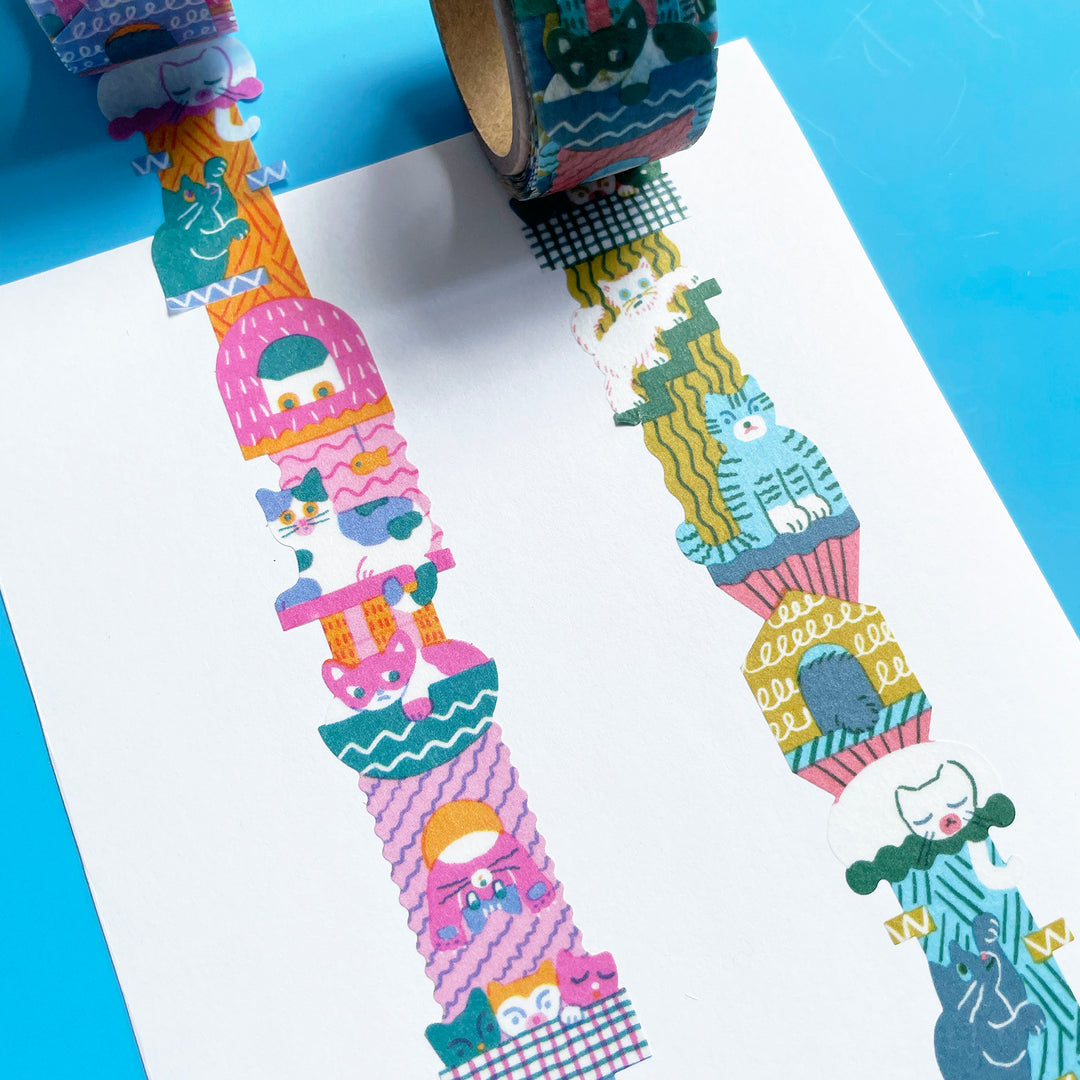 Playful Cat Die-Cut Washi Tape