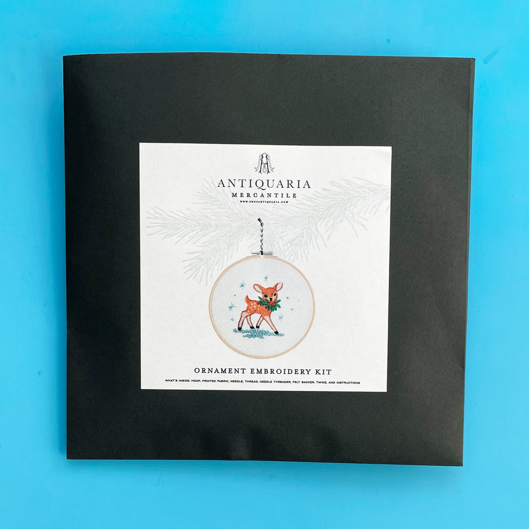DIY Holiday Deer Ornament Embroidery Kit