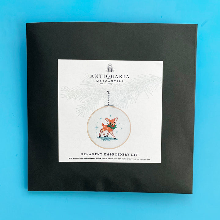 DIY Holiday Deer Ornament Embroidery Kit