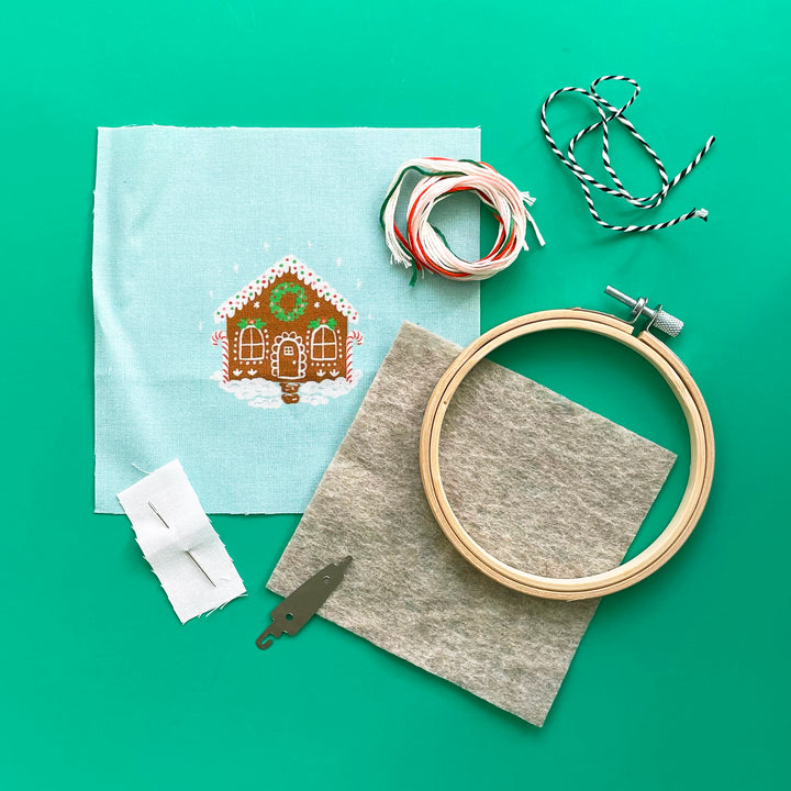 DIY Holiday House Ornament Embroidery Kit