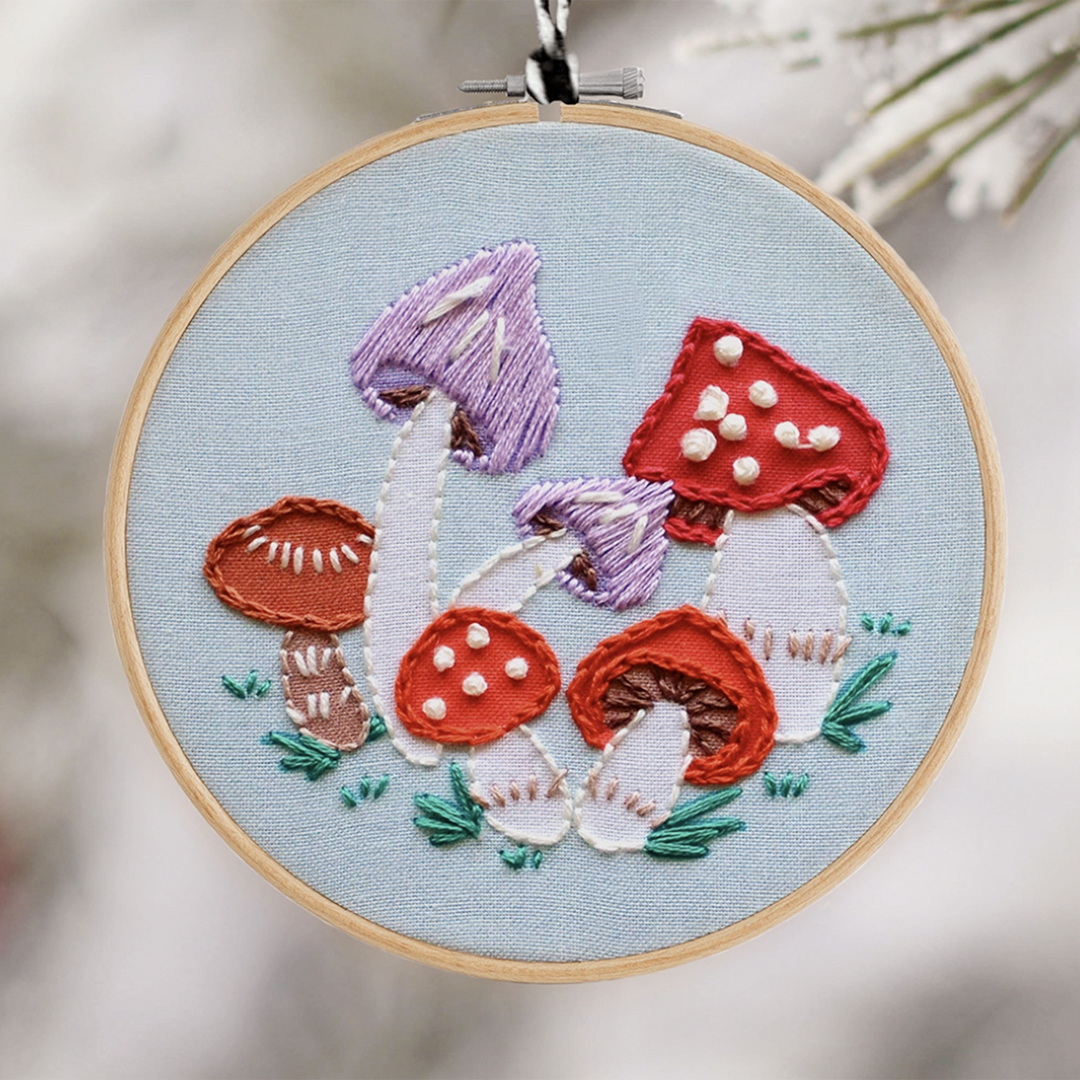 DIY Mushroom Ornament Embroidery Kit