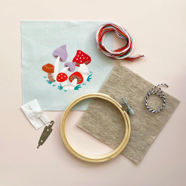 DIY Mushroom Ornament Embroidery Kit