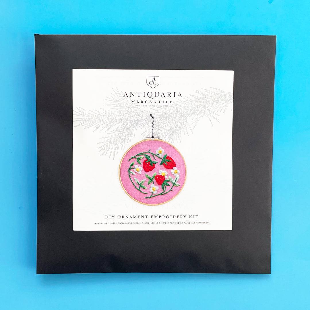 DIY Strawberry Ornament Embroidery Kit