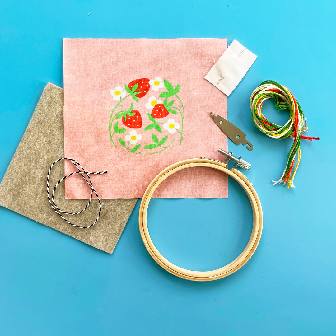 DIY Strawberry Ornament Embroidery Kit