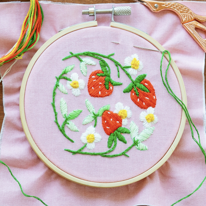 DIY Strawberry Ornament Embroidery Kit